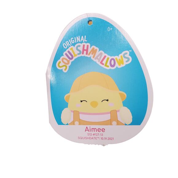 Aimee The Chick Squishmallow with Overalls 12 inch Hat 2021 Easter Plush - Picture 2 of 9
